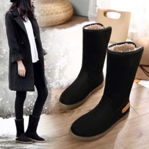 Vysoké dámské zimní boty s kožíškem - Black, 41