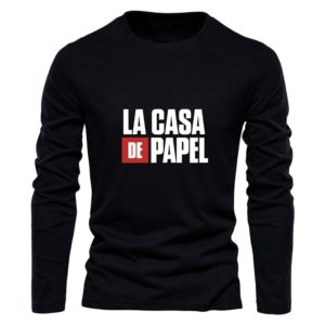 Pánské triko s Dlouhým rukávem La Casa De Papel - černá - 003, 3XL