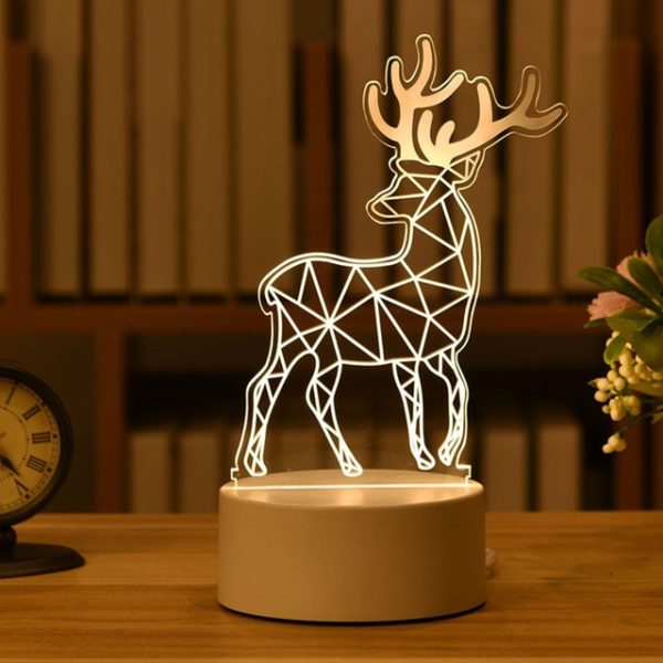 3D led noční světlo - různé motivy - Elk, Warm White