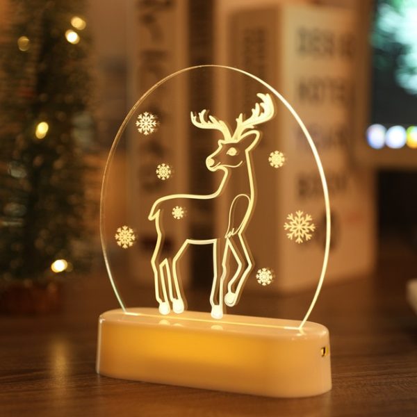 3D led noční světlo - různé motivy - Elk, Warm White