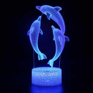 Roztomilá 3D lampa s delfínem (V1 3 barvy)