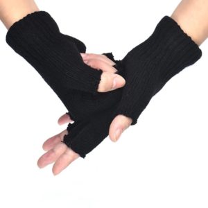 Dámské pletené rukavice bez prstů - Černé