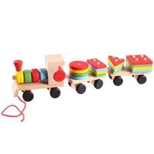 Barevná dřevěná hračka pro děti - vlak